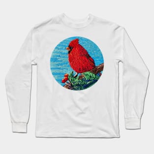 Red Bird Embroidery Long Sleeve T-Shirt